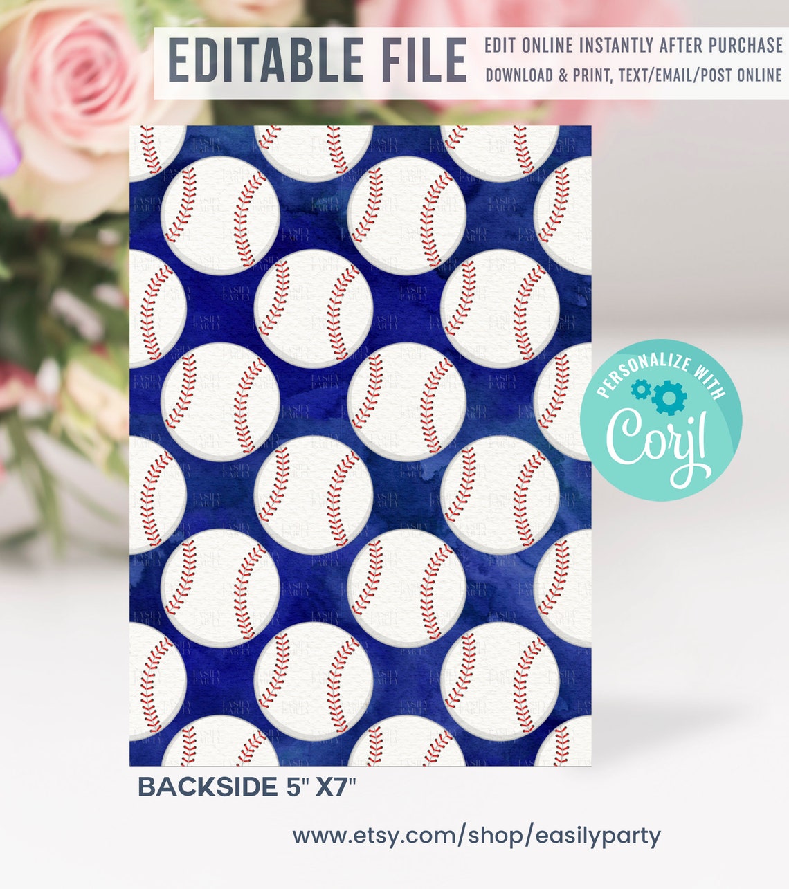 EDITABLE Baseball Birthday Invitation