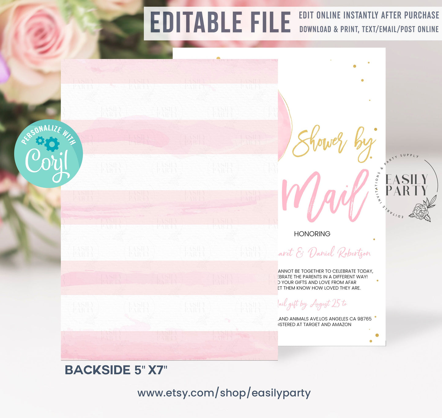 Editable Baby Shower by Mail Invitation