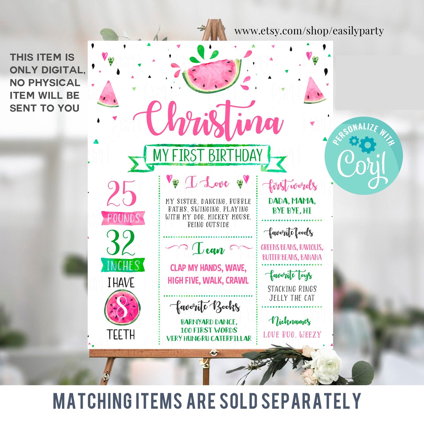 Editable Watermelon Birthday Invitation