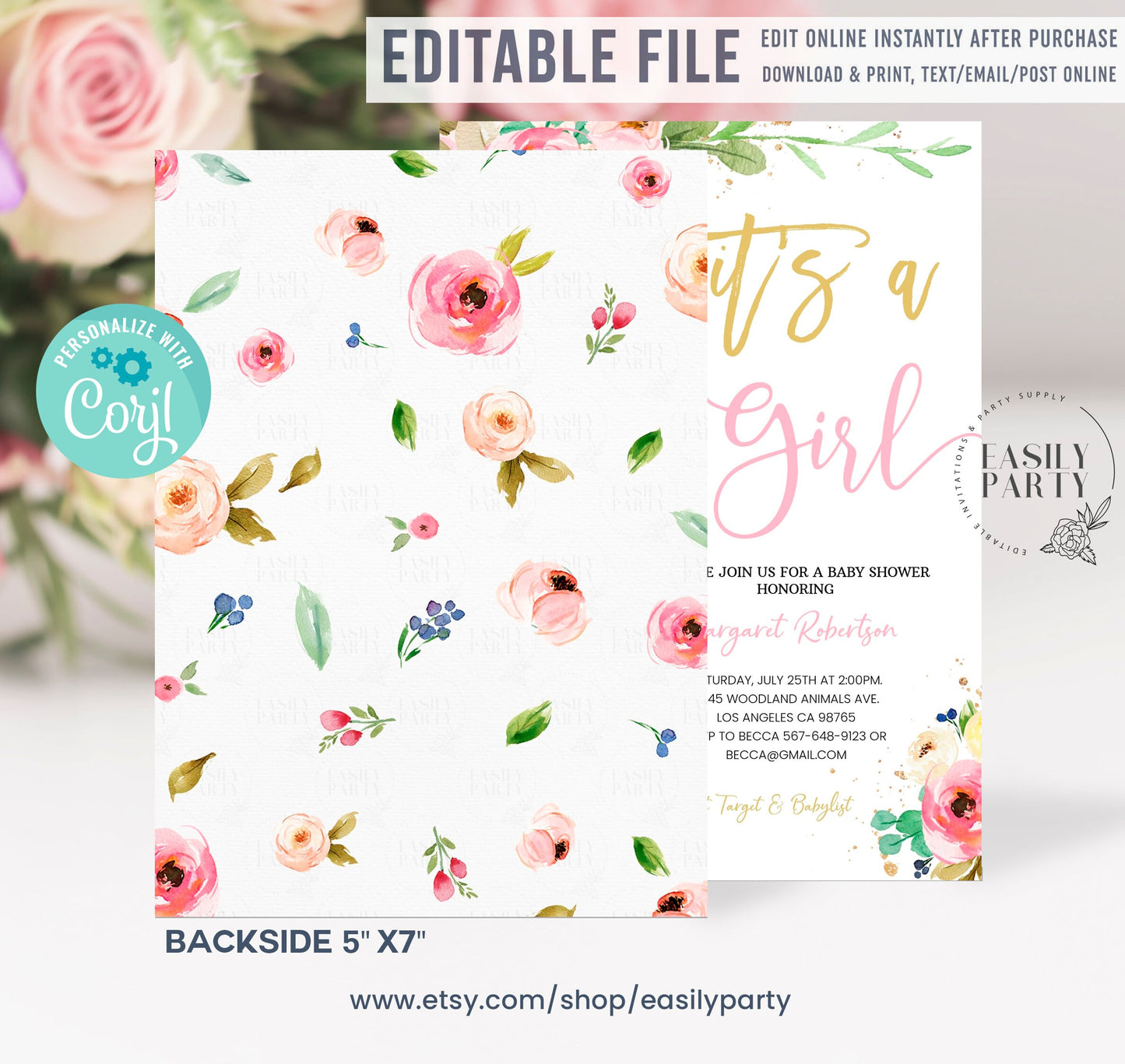 Editable Baby Shower by Mail Invitation