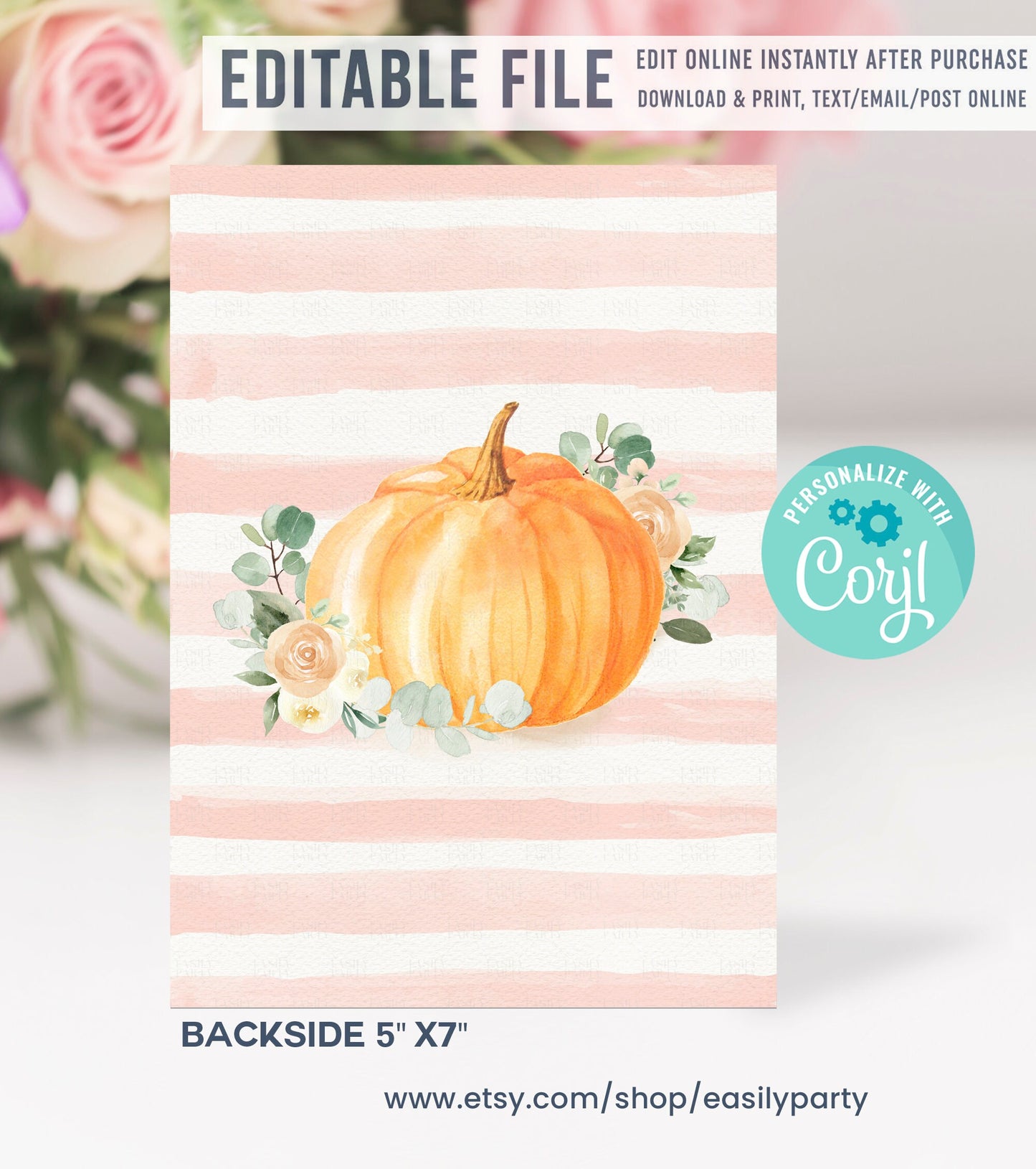Editable Little Pumpkin Baby Shower Invitation