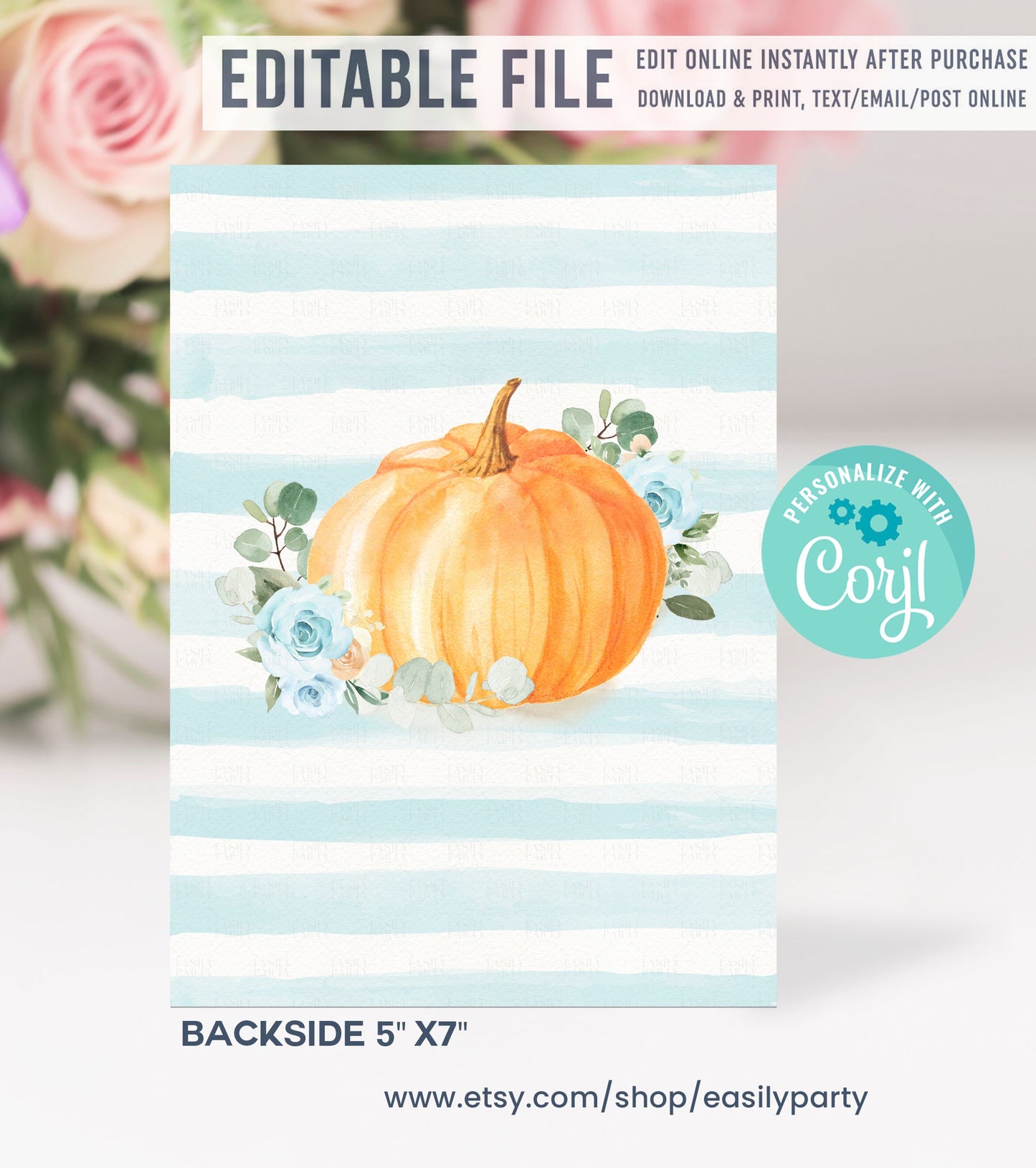 Editable Little Pumpkin Baby Shower Invitation