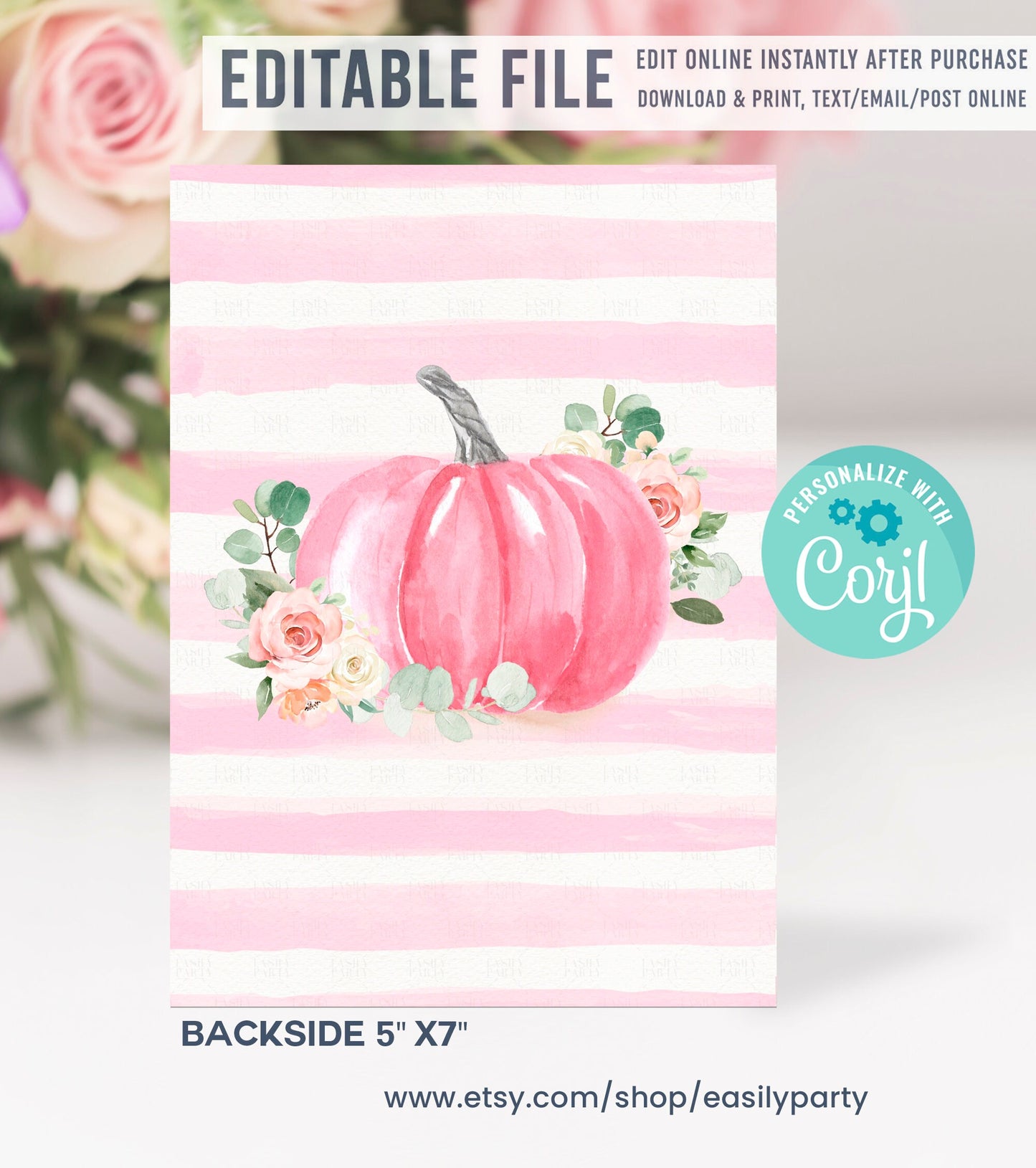 Editable Little Pumpkin Baby Shower Invitation
