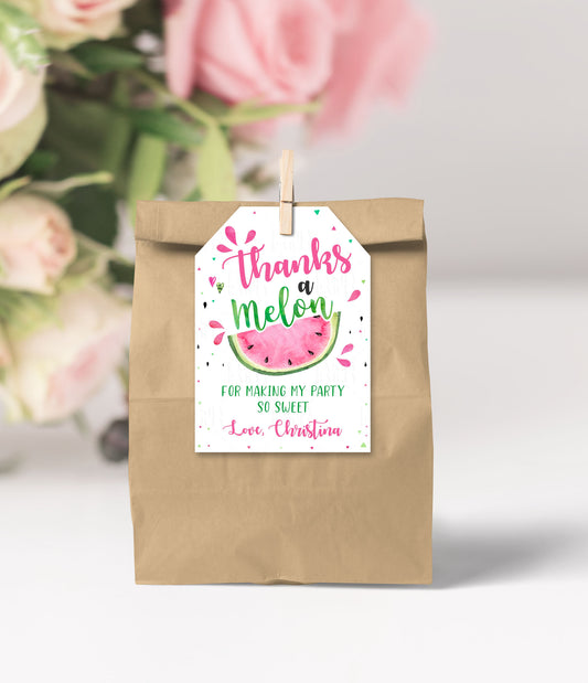 Editable One In A Melon Thank You Tags