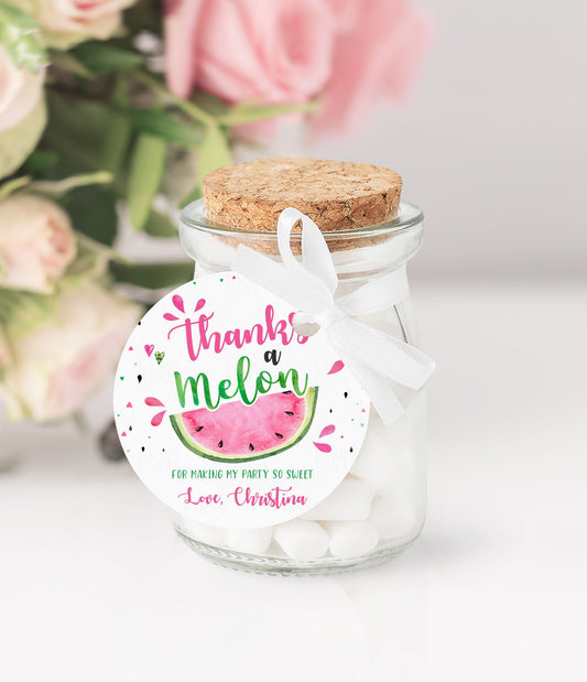 Editable One In A Melon Thank You Tags