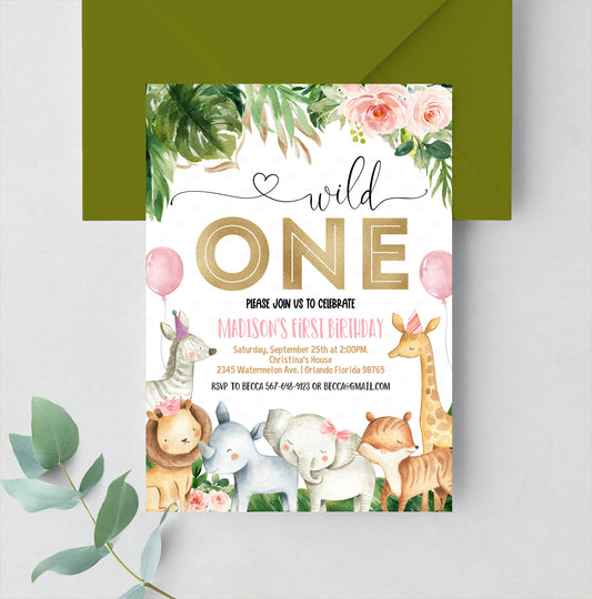 EDITABLE Safari Birthday Invitation
