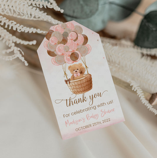 Editable Teddy Bear Baby Shower Favor Tags