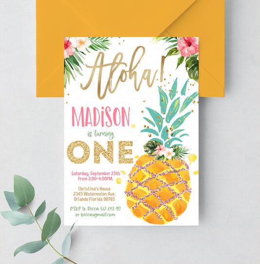 Editable Aloha Birthday Invitation