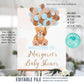 Editable Teddy Bear Baby Shower Welcome Sign