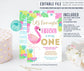 Flamingo Invitation,1st Flamingo Birthday Invitation,Tropical Party,Flamingo pool party,Lets Flamingle Hawaiian Party, Digital download