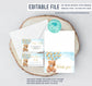 Editable Teddy Bear Baby Shower Invitation Set