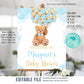 Editable Teddy Bear Baby Shower Welcome Sign