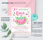 Editable Watermelon Birthday Invitation