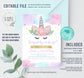 Editable Unicorn Invitation