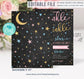 Editable Twinkle Twinkle Little Star Baby Shower Invitation