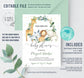 Editable Safari Baby Shower Invitation