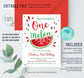 Editable Watermelon Birthday Invitaitons