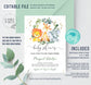 Editable Safari Baby Shower Invitation