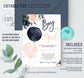 Editable Gender Reveal Navy And Pink Baby Shower Invitation