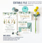 Editable Greenery Baby Shower Invitation Set