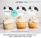 Editable Navy And Blush Floral Baby Shower Cupcake toppers