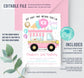 Editable Ice Cream Drive By Birthday Parade Invitation