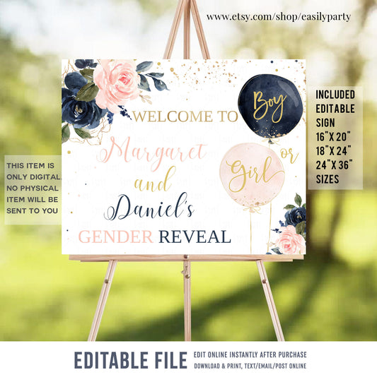 Editable Gender Reveal Welcome Sign