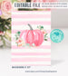 Editable Pumpkin First Birthday Invitation