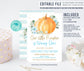 Editable Pumpkin First Birthday Invitation