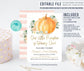 Editable Pumpkin First Birthday Invitation
