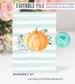 Editable Pumpkin First Birthday Invitation