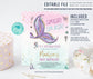 Editable Mermaid Birthday Invitation