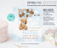 Editable Teddy Bear Baby Shower Invitation