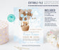 Editable Teddy Bear Baby Shower Invitation