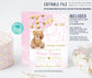 Editable Teddy Bear Baby Shower Invitation