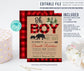 Editable Lumberjack Baby Shower Invitation