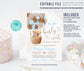 Editable Teddy Bear Baby Shower Invitation