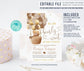 Editable Teddy Bear Baby Shower Invitation