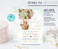 Editable Teddy Bear Baby Shower Invitation
