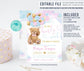Editable Teddy Bear Baby Shower Invitation