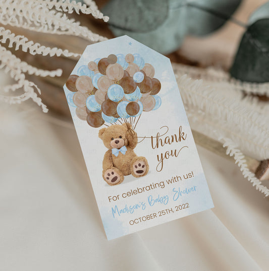 Editable Teddy Bear Baby Shower Favor Tags